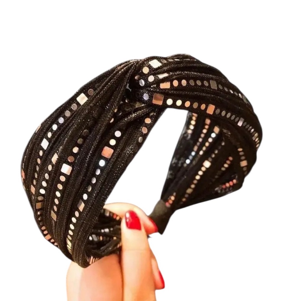Black Sequin Knotted Headband
